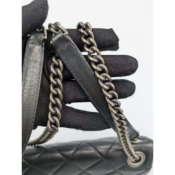 Pre-owned Chanel Quilted Sheepskin Rocks Ruthenium Hardware Small Flap Black - Picture 11 of 16